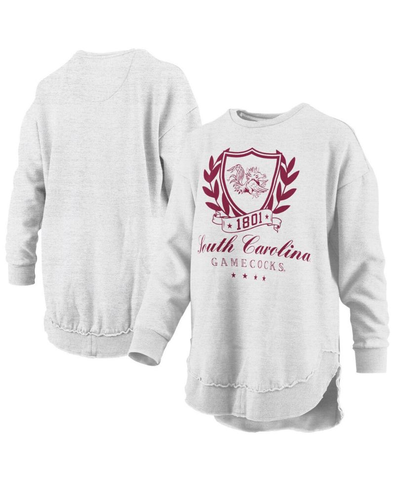 Women's Heather Gray South Carolina Gamecocks Field Day M&eacute;lange Poncho Pullover Sweatshirt