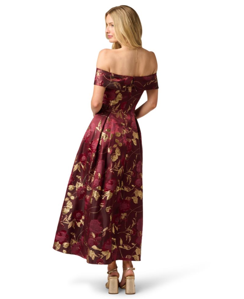 Petite Printed Off-The-Shoulder Midi Dress