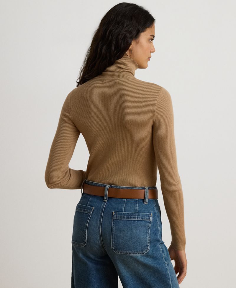 Petite Ribbed Slim-Fit Cotton-Blend Turtleneck Sweater
