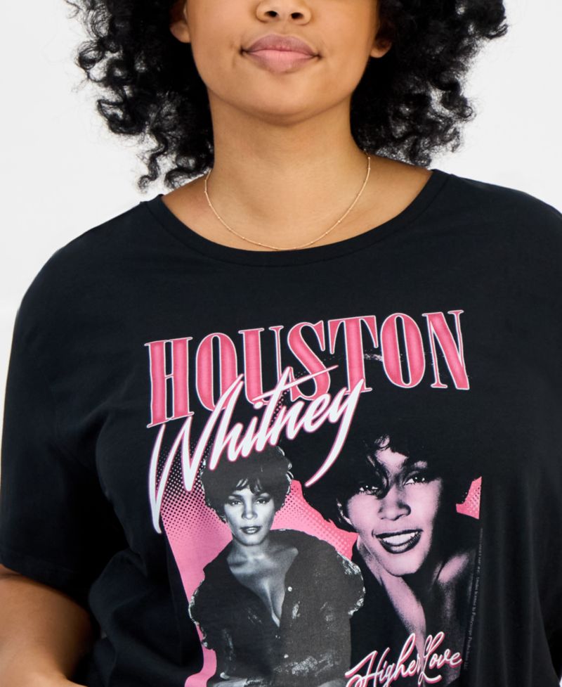 Trendy Plus Size Cotton Whitney Houston Graphic Tee