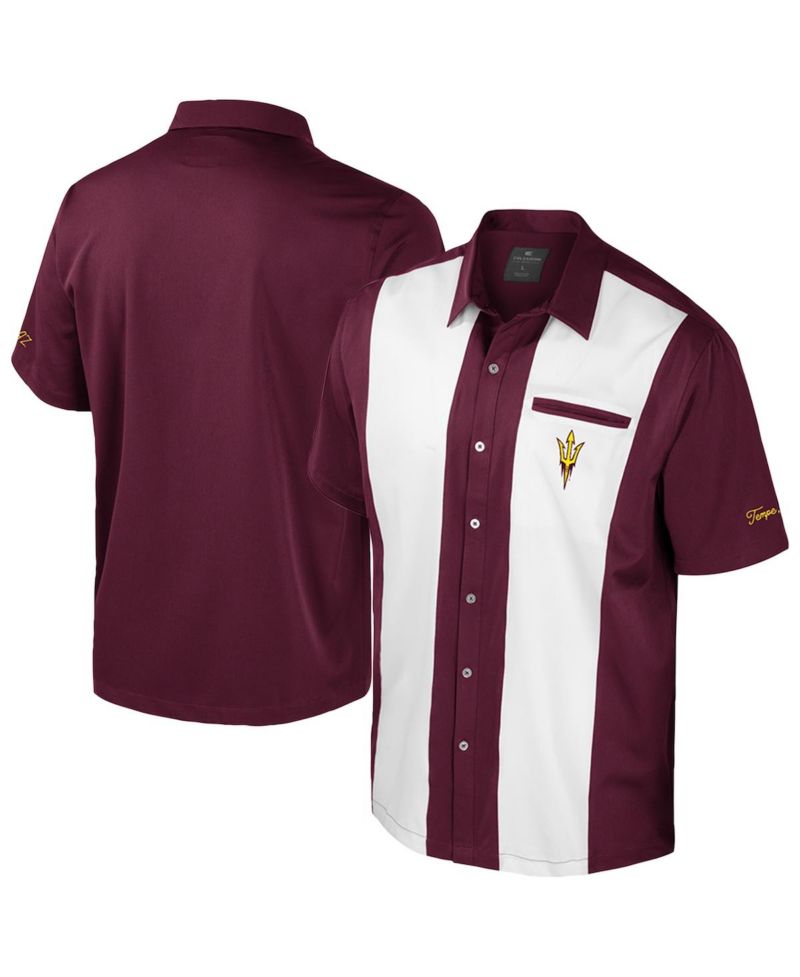 Men's Maroon Arizona State Sun Devils Strike Bowling Button-Up Shirt