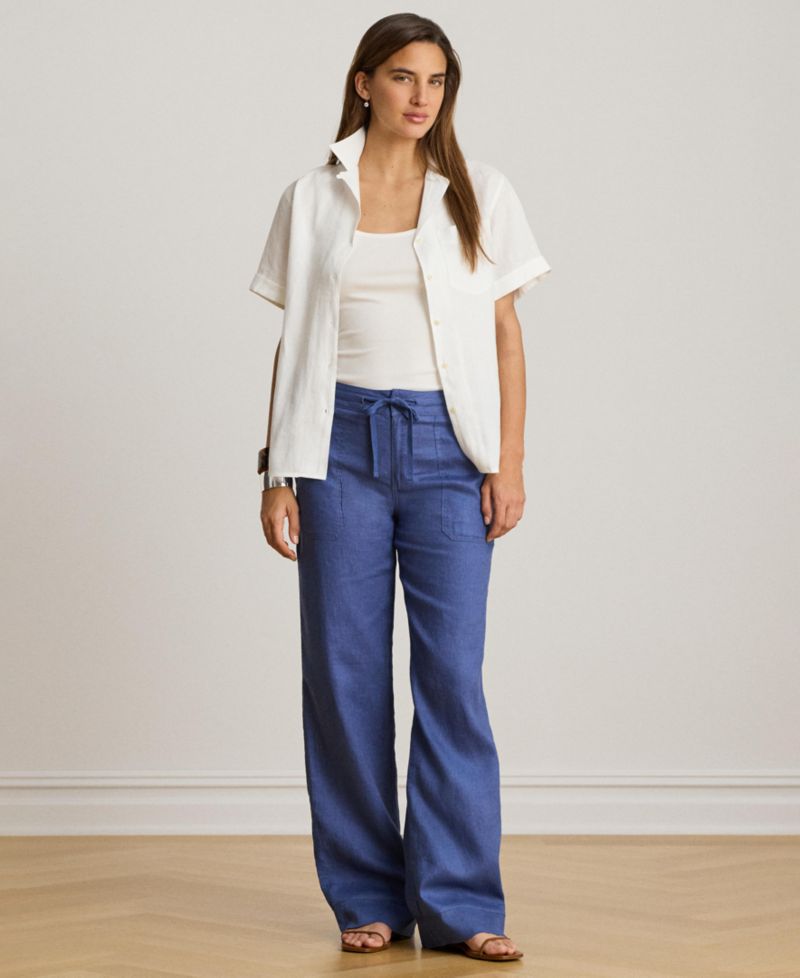 Petite Wide-Leg Linen Pants