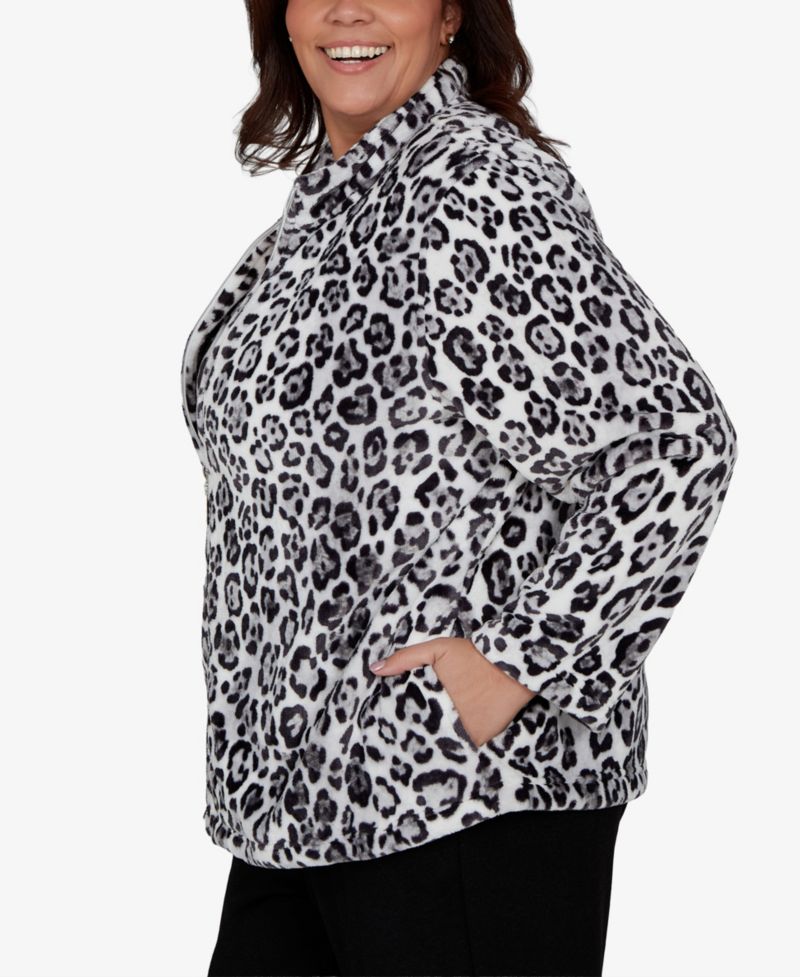 Plus Size Animal-Print Knit Jacket
