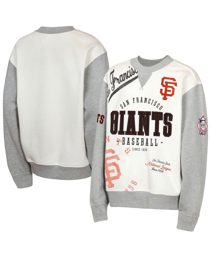 Big Boys and Girls Cream/Gray San Francisco Giants Big League Power Hit Fleece Sweatshirt