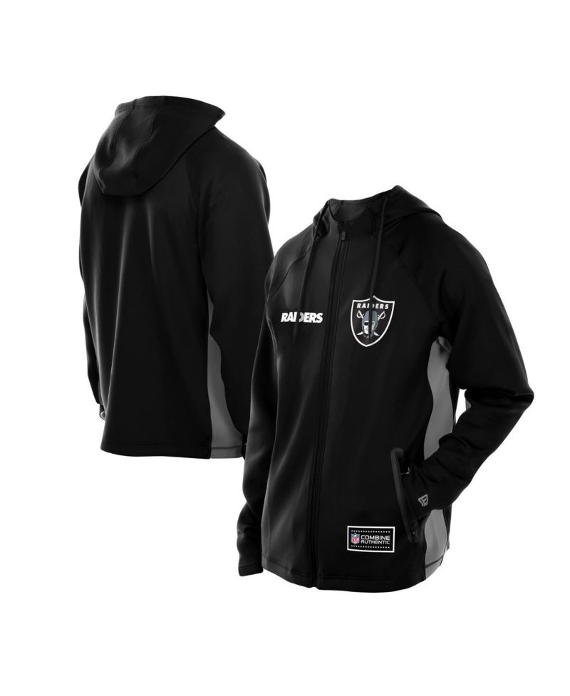 Men's Black Las Vegas Raiders Combine Authentic Raglan Scuba Full-Zip Hoodie