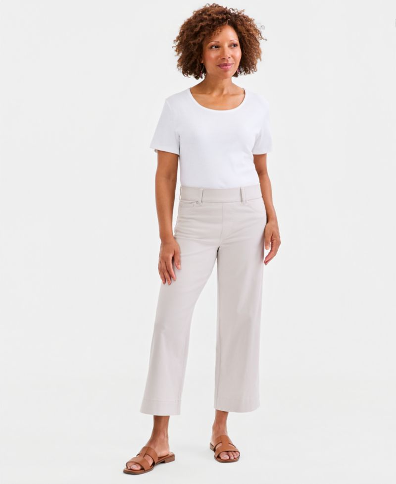 Petite High-Rise Cropped Wide-Leg Jeans