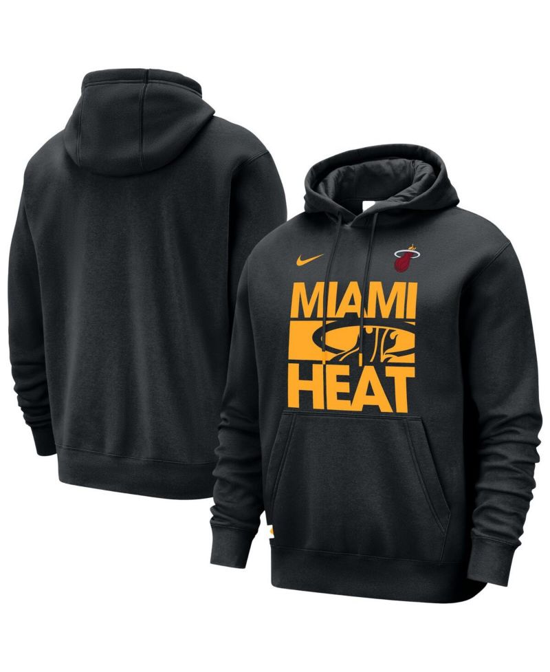 Men's Black Miami Heat Courtside Club Pullover Hoodie