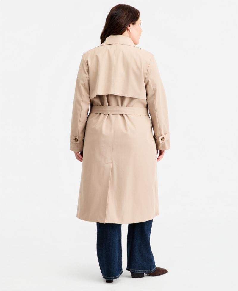 Plus Size Double-Breasted Belted Trench Coat
