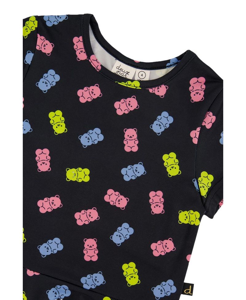 Little and Big Girl Short Sleeve Dress(6-12)Printed Gummy Bears