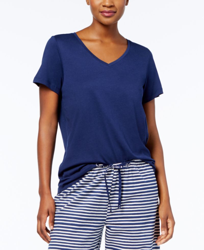 Women's Sleepwell Solid S/S V-Neck T-Shirt with Temperature Regulating Technology