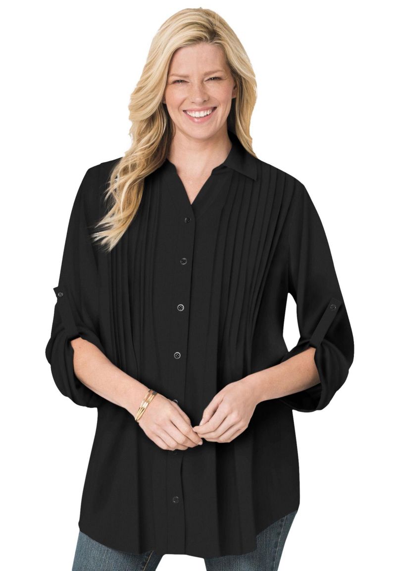 Plus Size Within Rayon Pintucked 7-Day Tunic Blouse