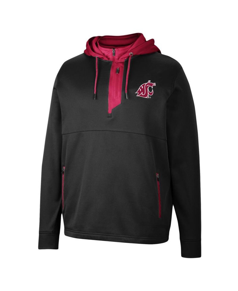 Men's Black Washington State Cougars Luge 3.0 Quarter-Zip Hoodie