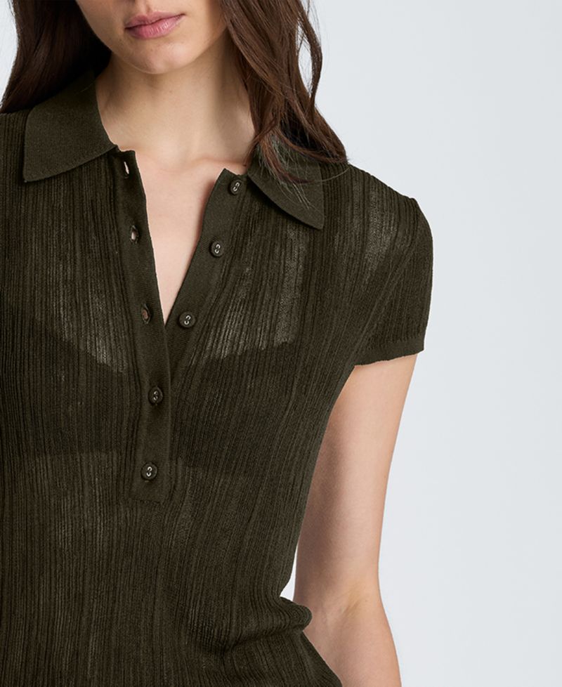 Women's Short-Sleeve Polo Sweater Top