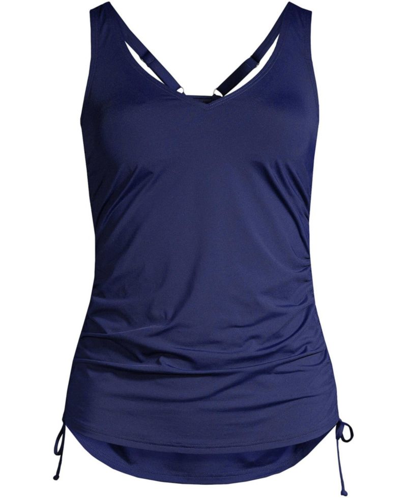 Women's Adjustable V-neck Underwire Tankini Swimsuit Top Adjustable Straps
