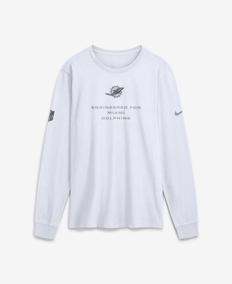Men's White Miami Dolphins Sideline Bold Arch Star Dri-FIT Long Sleeve T-Shirt