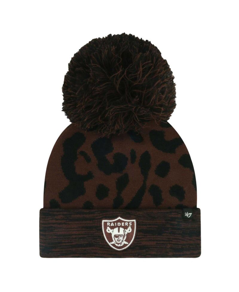 Women's Brown Las Vegas Raiders Cacao Cuffed with Pom Knit Hat