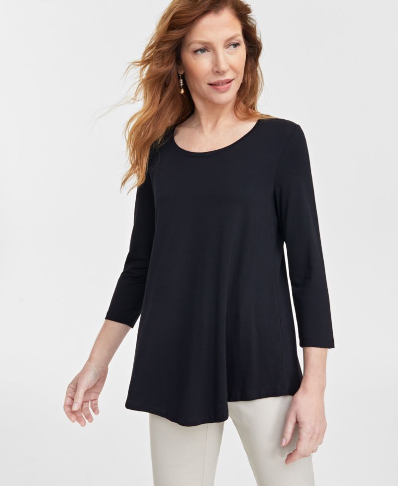 Petite 3/4-Sleeve Scoop Neck Top
