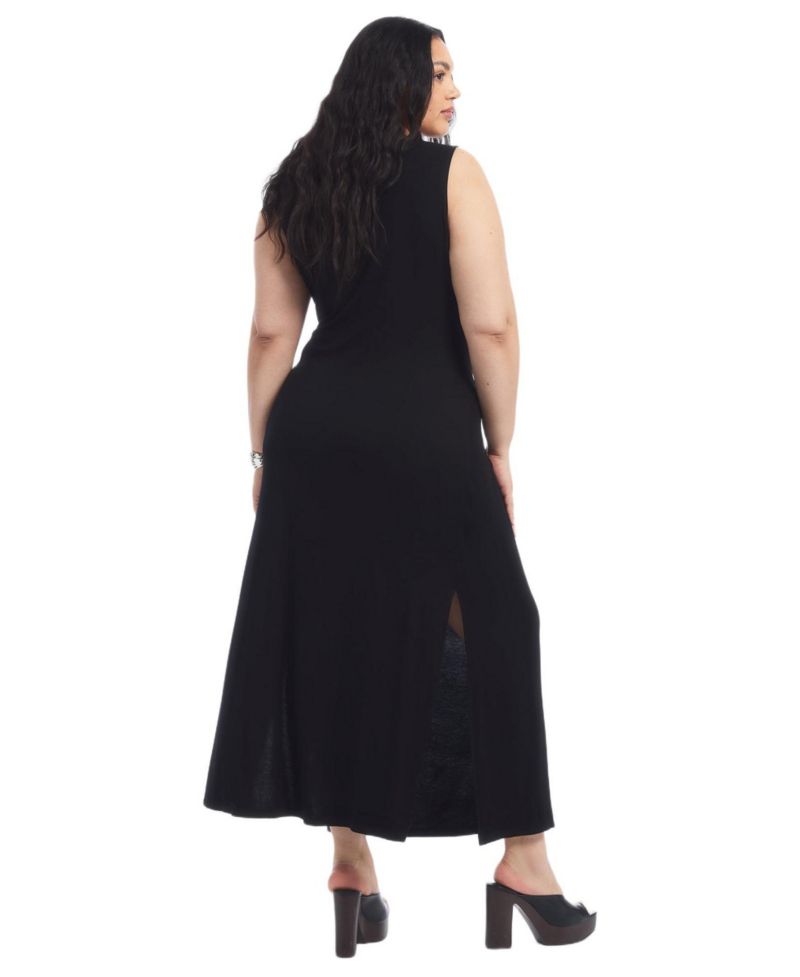 Women's Plus Size Sleeveless Side-Tie Knit Midi Dress