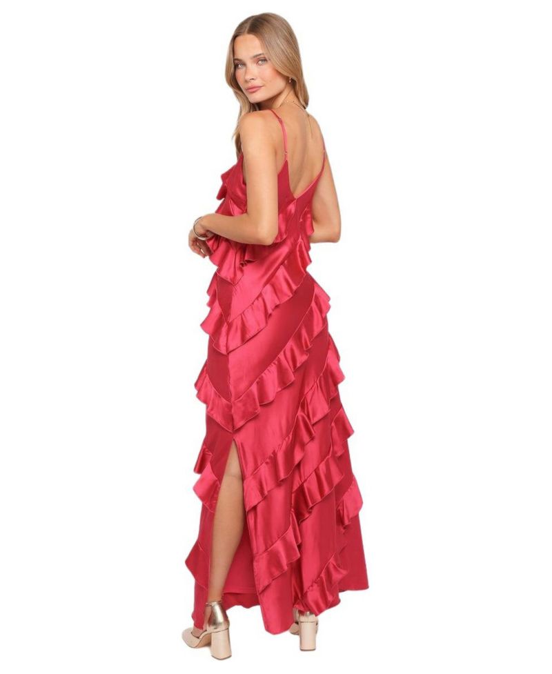 Women's Ciao Ruffles Maxi Satin Dress