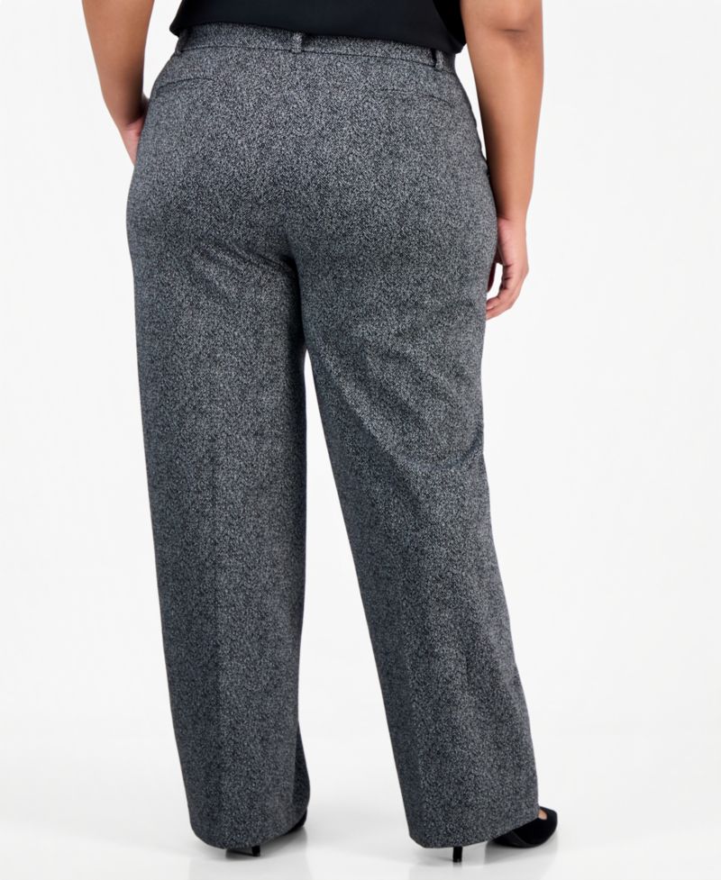 Plus Size Faux-Fly Wide-Leg Trousers