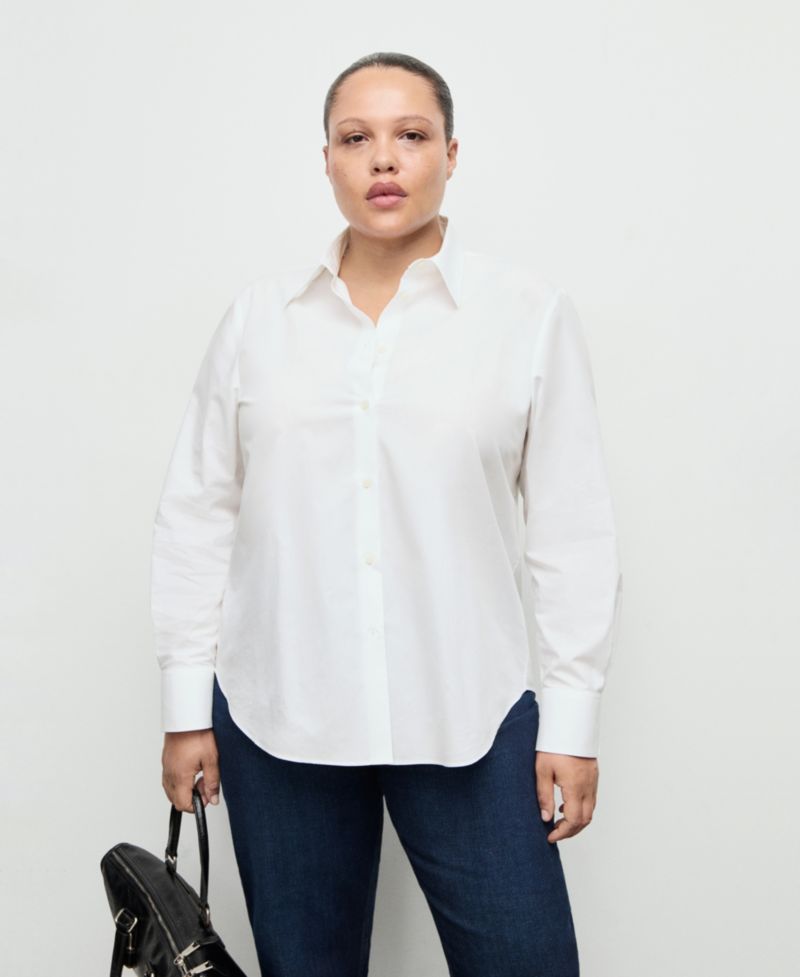 Women's Cotton And Lyocell Blend Straight Shirt