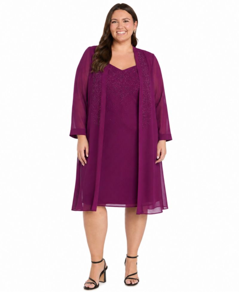 Plus Size Removable Jacket & Dress 2-Piece Set