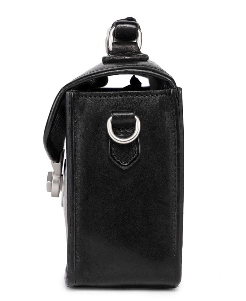 Laurel Mini Leather Convertible Pushlock Crossbody Bag