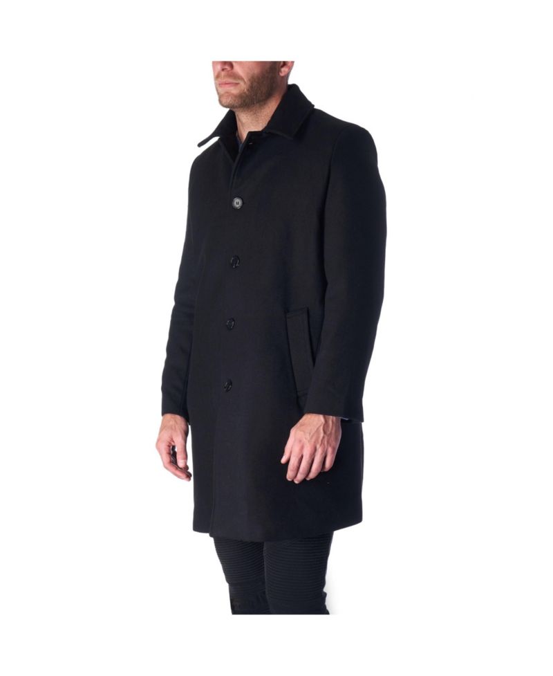 Orson Mens Wool Blend Top Coat Winter Car Coat Long Tailored Jacket