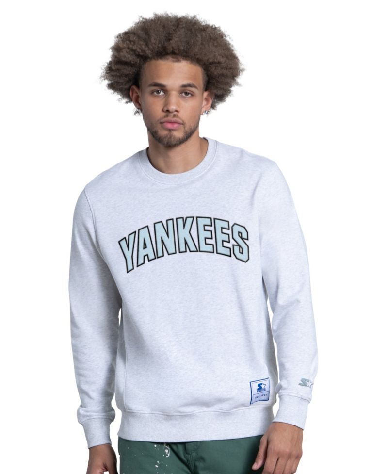 Men's Heather Gray New York Yankees Face of Ice Blue French Terry Sweatshirt