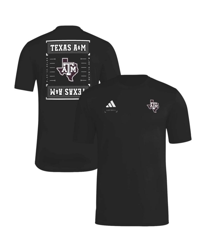 Men's Black Texas A M Aggies Locker Football Icon AEROREADY Pre-Game T-Shirt