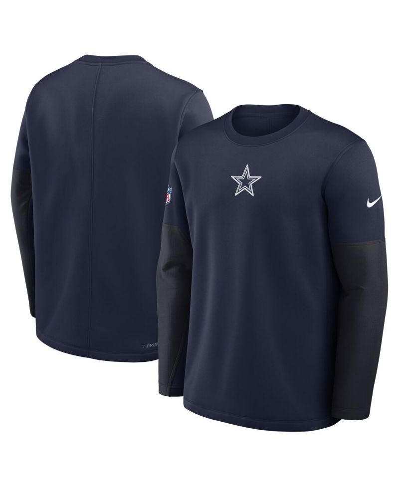 Men's Navy Dallas Cowboys Sideline Coach Therma-FIT Long Sleeve T-Shirt