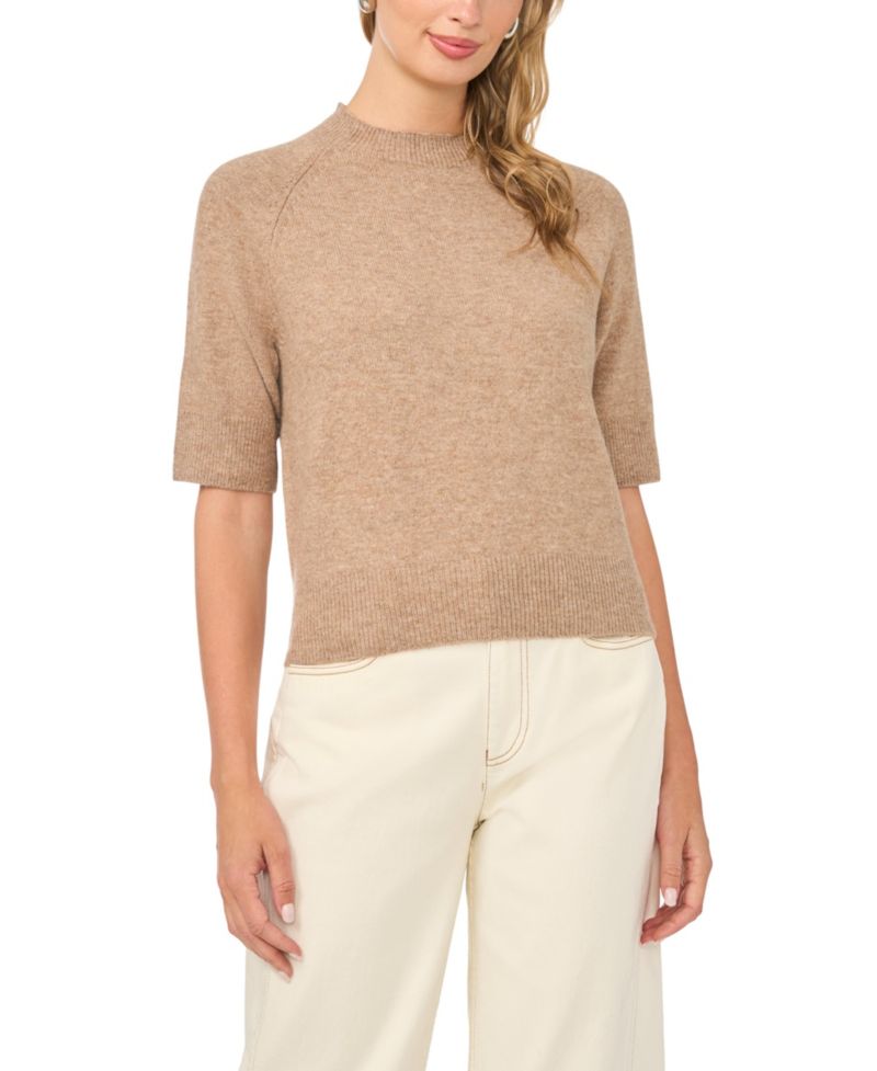 Women's Cozy Mock Neck Short-Sleeve Sweater