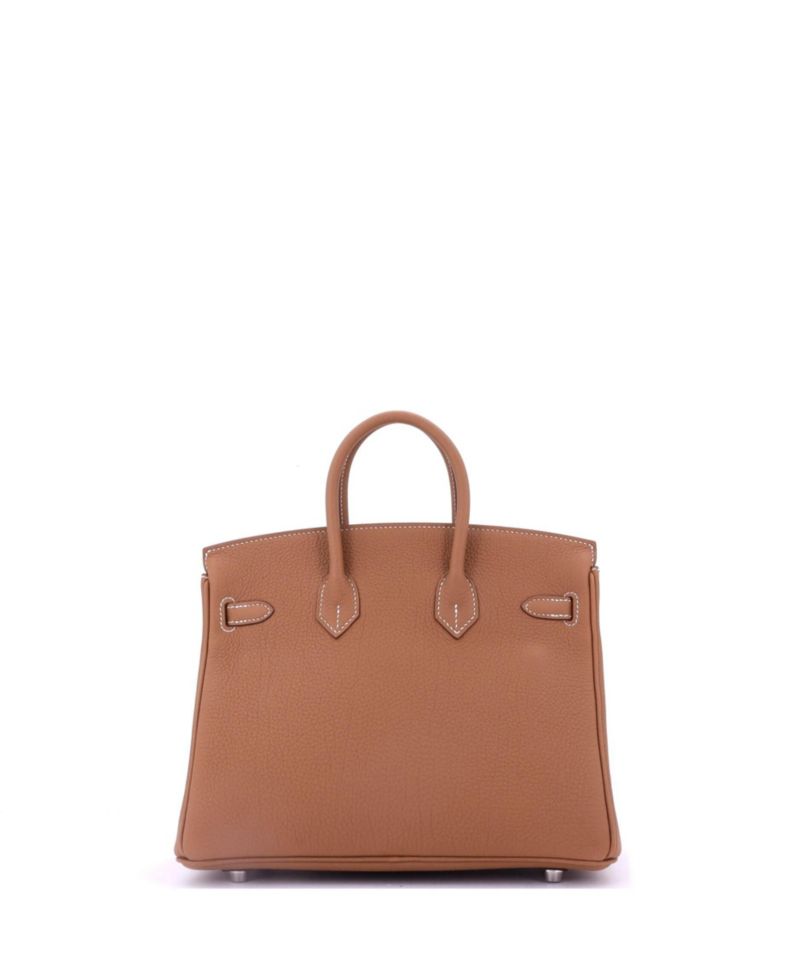 Pre-Owned Hermes Birkin 25 Handbag Brown Togo with Palladium Hardware