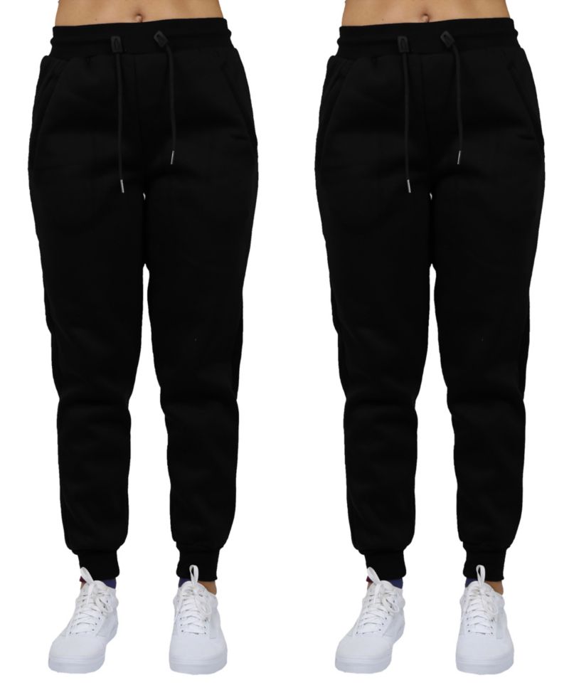 Women's Loose Fit Fleece Lined Jogger Sweatpants-2 Pack