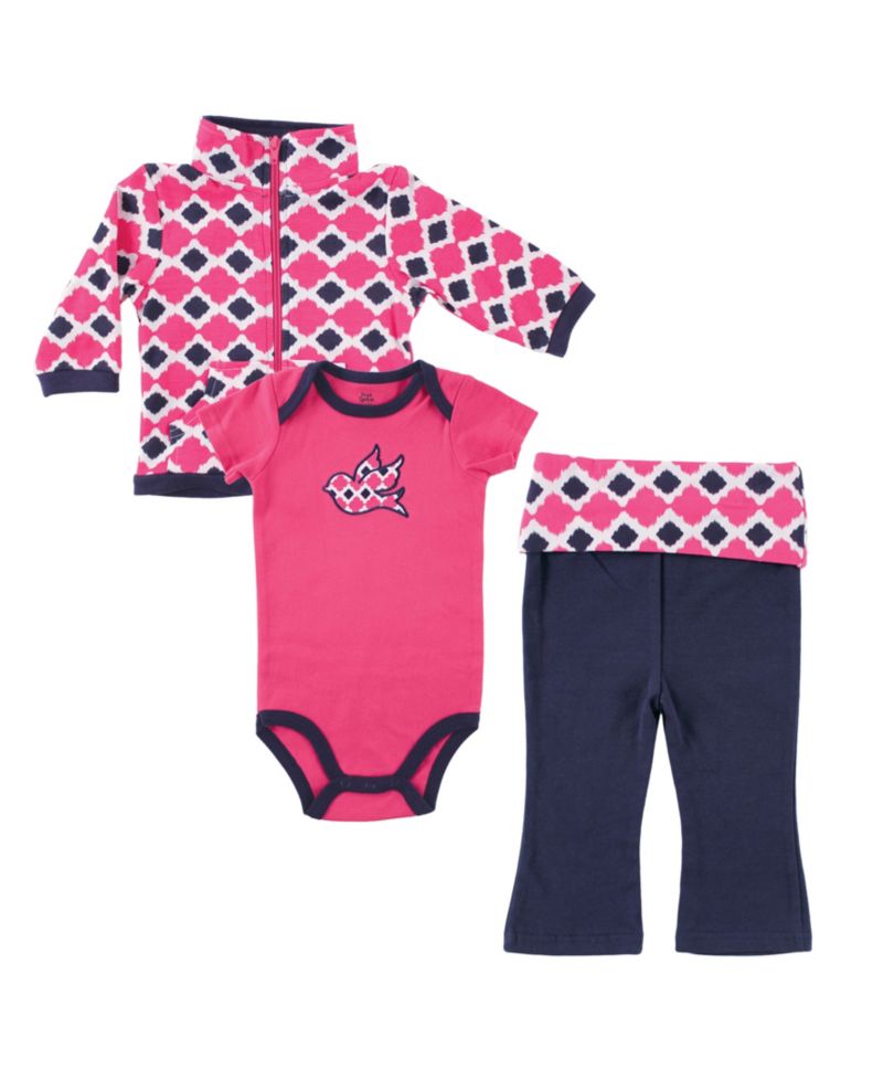 Baby Girls Cotton Hoodie, Bodysuit or Tee Top, and Pant