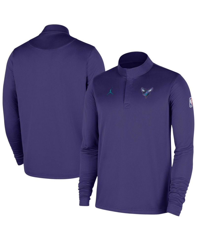 Men's Purple Charlotte Hornets 2025/26 Authentic Coaches Quarter-Zip Dri-Fit Sweatshirt