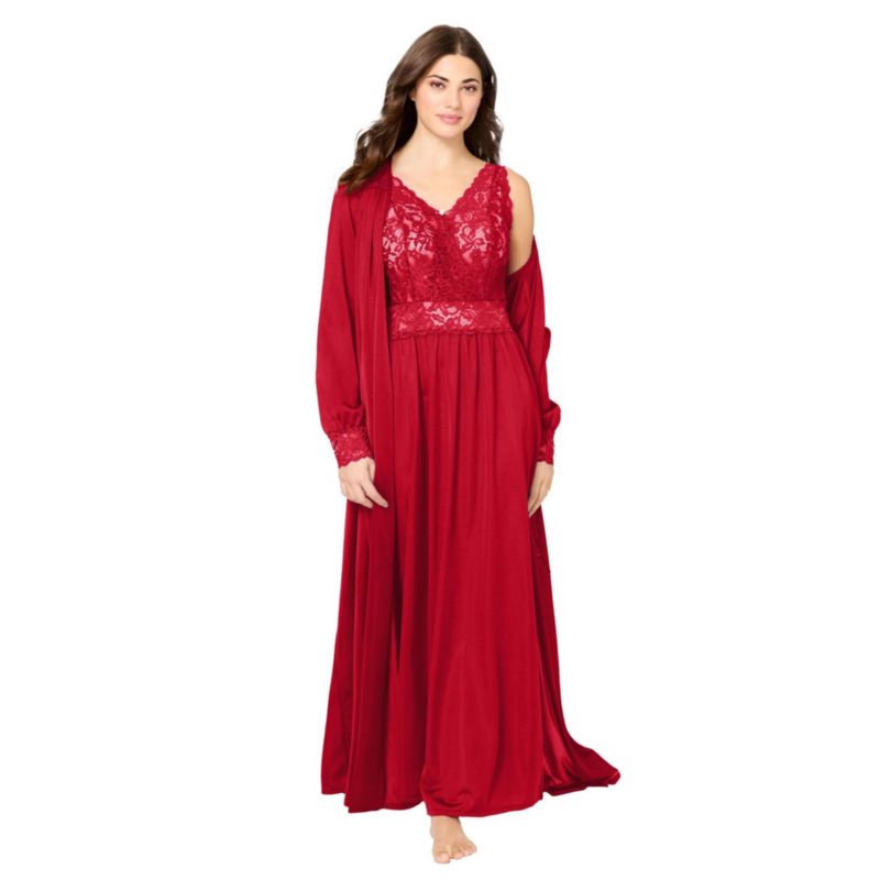 Plus Size Peignoir 2-Piece Tricot Gown and Robe
