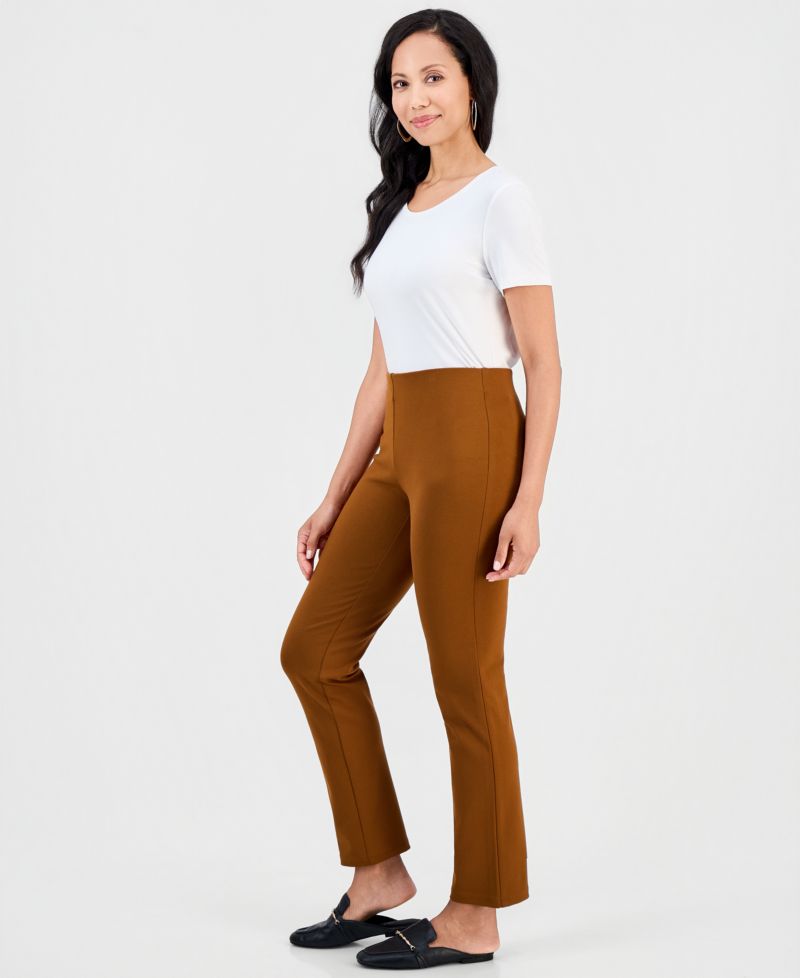 Petite Pull-On Pont&eacute;-Knit Pants