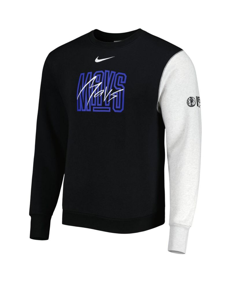 Men's Black, Heather Gray Dallas Mavericks Courtside Versus Force & Flight Pullover Sweatshirt