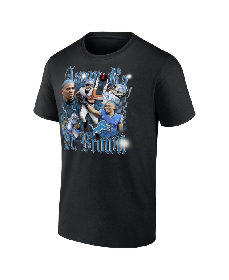 Men's Amon-Ra St. Brown Black Detroit Lions Notorious Player Graphic T-Shirt