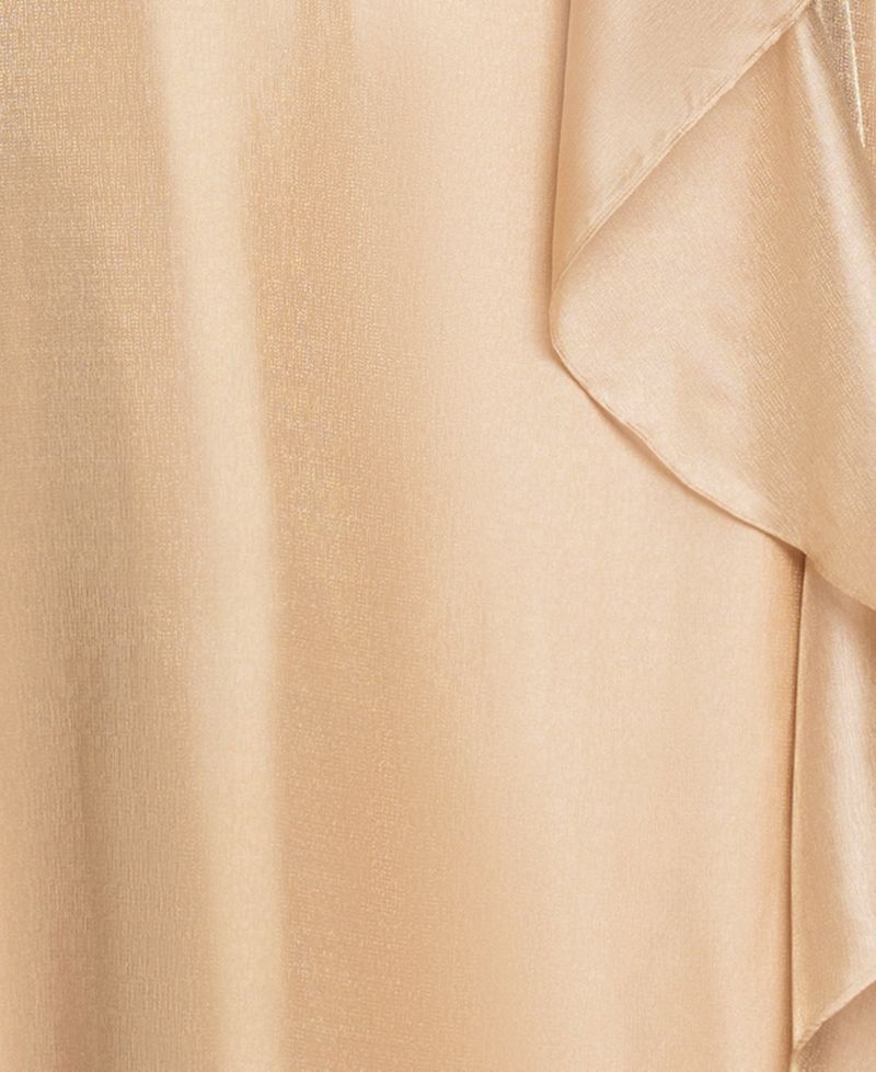 Plus Size V-Neck Jacquard Ruffle Gown