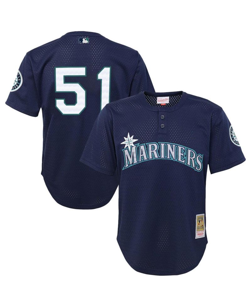 Big Boys and Girls Ichiro Suzuki Navy Seattle Mariners Cooperstown Collection Mesh Batting Practice Jersey