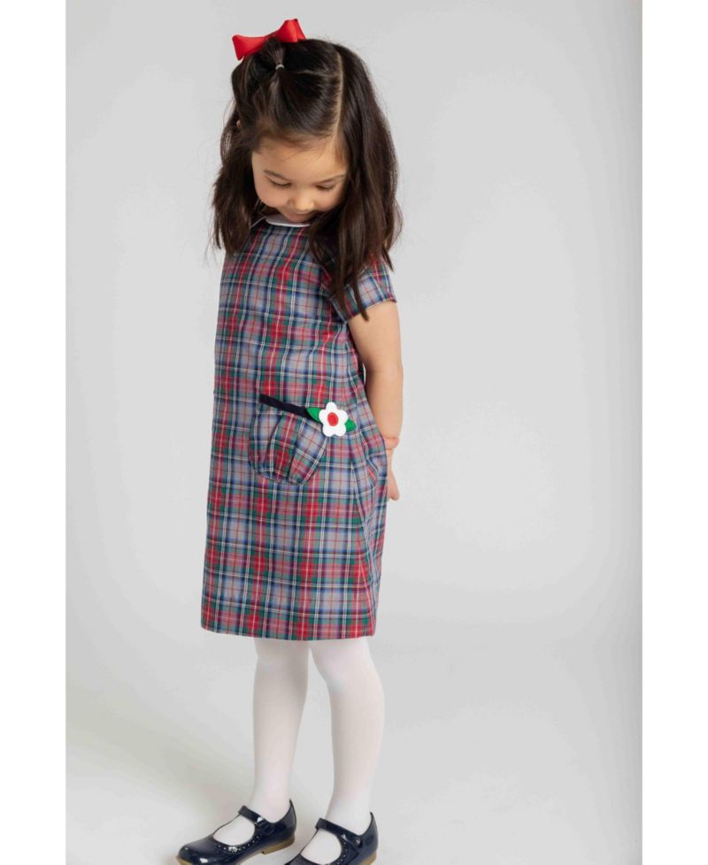 Girls' 4-16 Plaid Short-Sleeve A-Line Dress