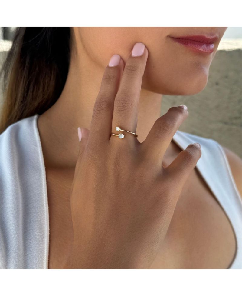 Vermeil .925 Sterling Crystal Overlapping Ring