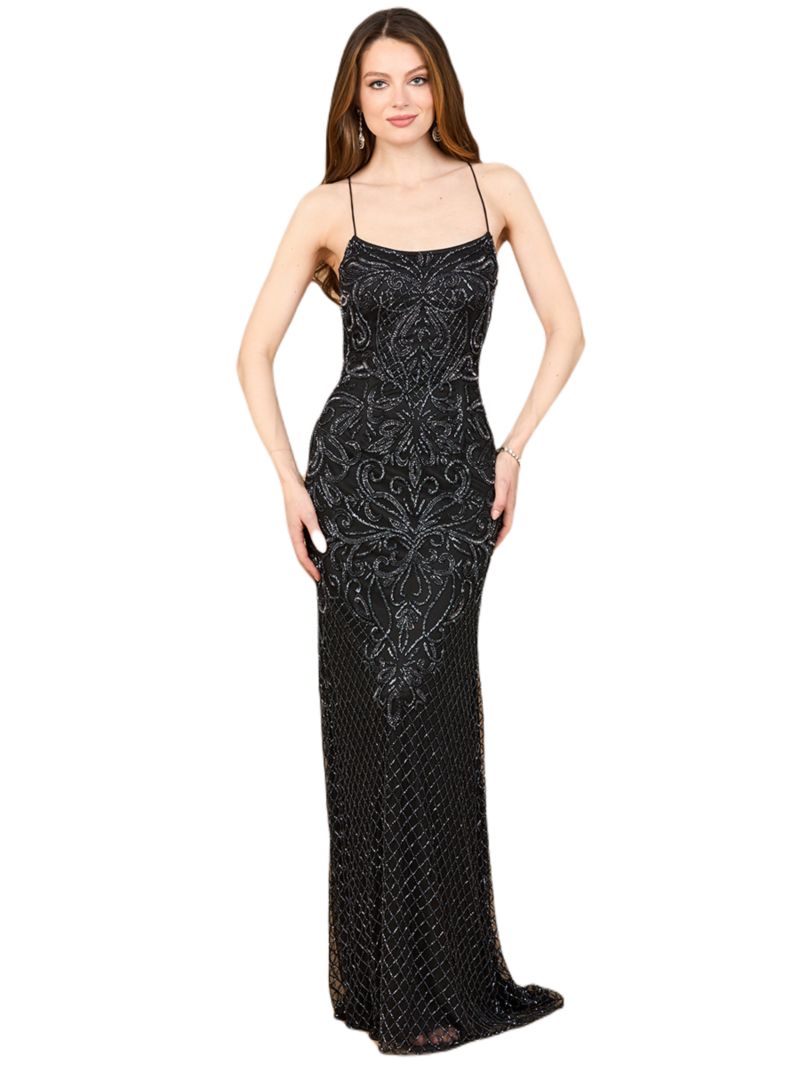 Women's Lace Up Open Back Beaded Dress