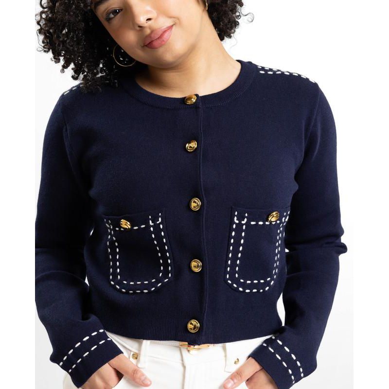 Women's Jessica Cropped Fitted Button-Front Cardigan