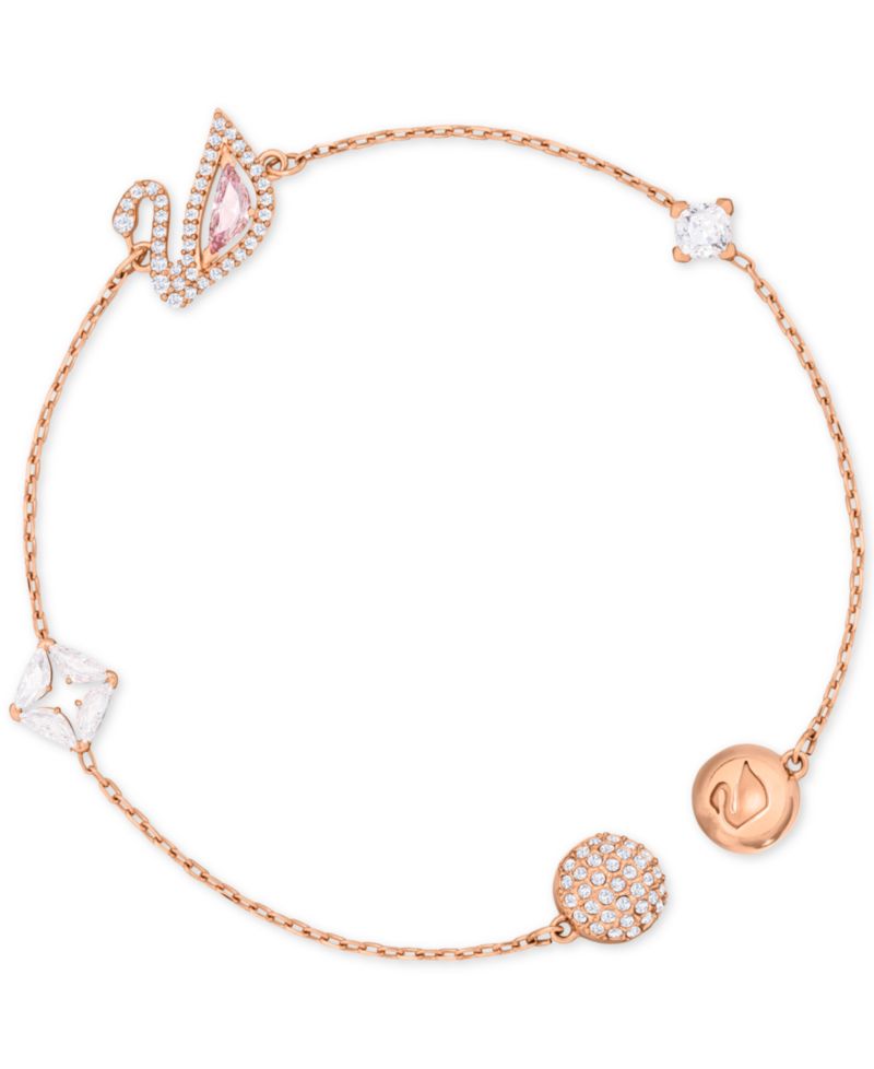 Remix Rose Gold-Tone Crystal Swan Magnetic Bracelet