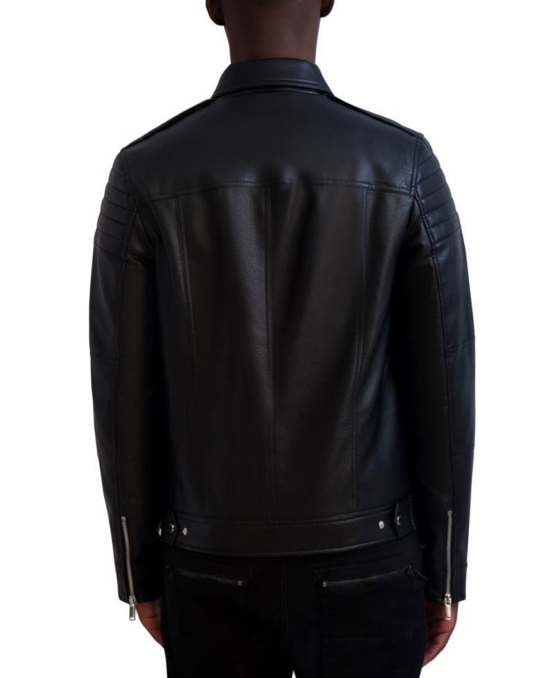 Paris Men's Faux-Leather Full-Zip Trucker Jacket