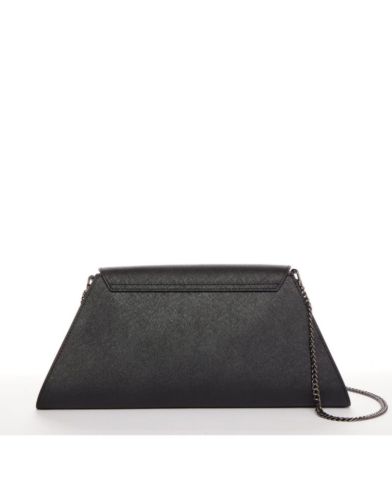 Womens Saffiano Leather Envelope Clutch Purse Crossbody Evening Bag with Chain Strap Elegant Handbag