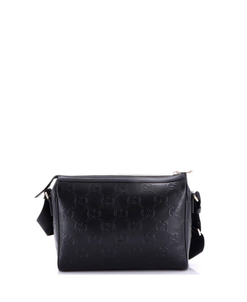 Medium Front Pocket Messenger Bag GG Embossed Perforated Leather